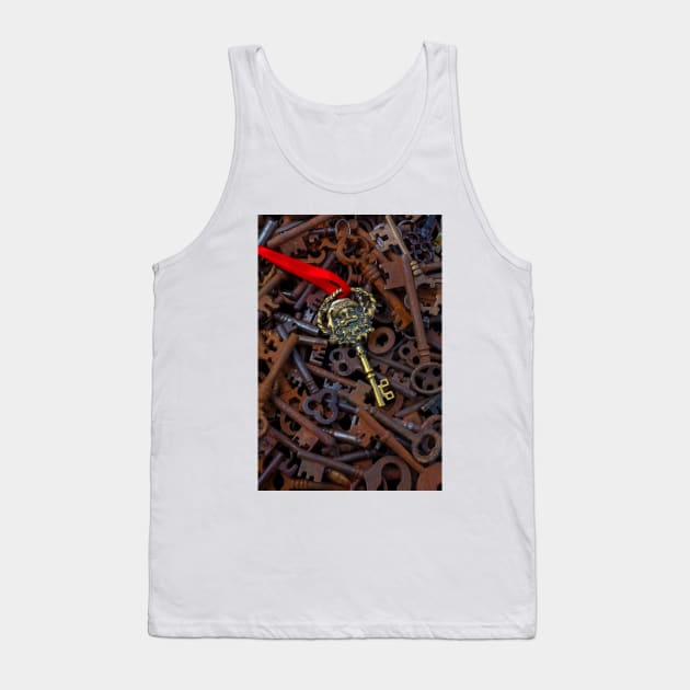 Santa Skeleton Key On Pile Of Old Keys Tank Top by photogarry